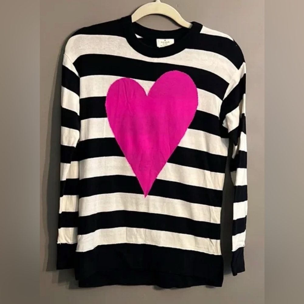 Kate Spade Striped Sweater with Pink Heart /Small/EUC